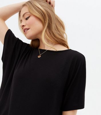 Click to view product details and reviews for Black Fine Knit Shirred Hem Batwing Top New Look.