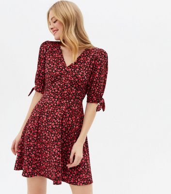 red mini dress floral