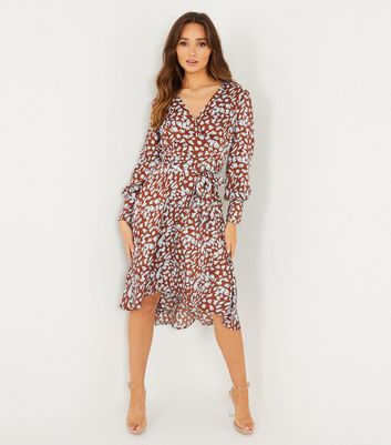 quiz leopard wrap dress