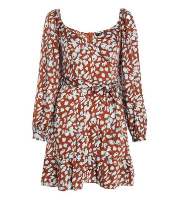 quiz leopard print wrap tie dress