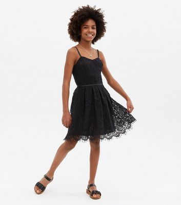 girls black lace dress