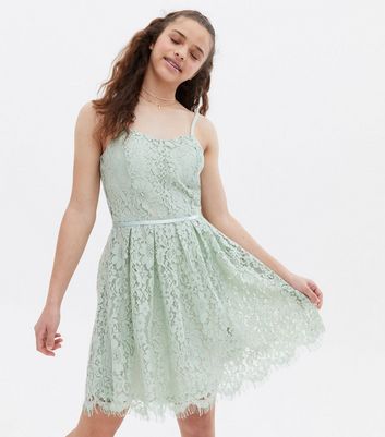 Teenager Bekleidung für Mädchen Girls Light Green Lace Strappy Dress