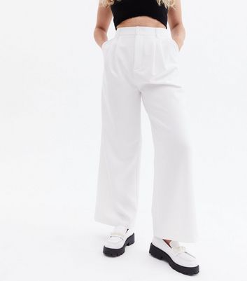 wide leg white trousers