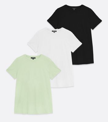 Damen Bekleidung Maternity 3 Pack Green Black and White Crew T-Shirts