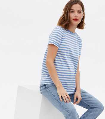 Maternity Blue Stripe Short Sleeve T-Shirt