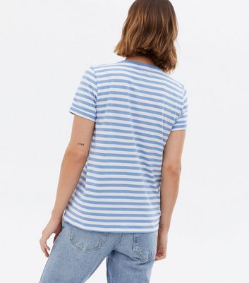 Maternity Blue Stripe Short Sleeve T Shirt New Look