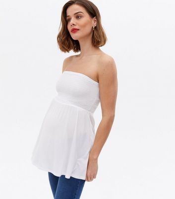 Click to view product details and reviews for Maternity White Shirred Bandeau Peplum Top New Look. Click to view product details and reviews for Maternity White Shirred Bandeau Peplum Top New Look.