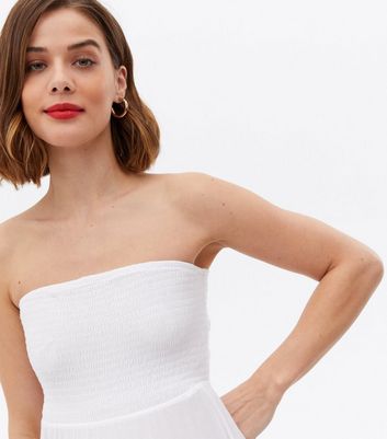 Damen Bekleidung Maternity White Shirred Bandeau Peplum Top Damen Bekleidung Maternity White Shirred Bandeau Peplum Top