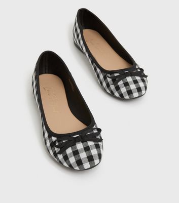 Click to view product details and reviews for Girls Black Gingham Bow Ballet Pumps New Look Vegan.