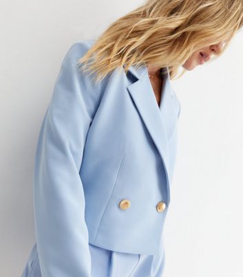 Damen Bekleidung Blue Button Crop Blazer