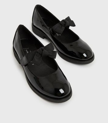 Teenager Schuhe für Mädchen Girls Black Patent Bow Strap Mary Jane Shoes