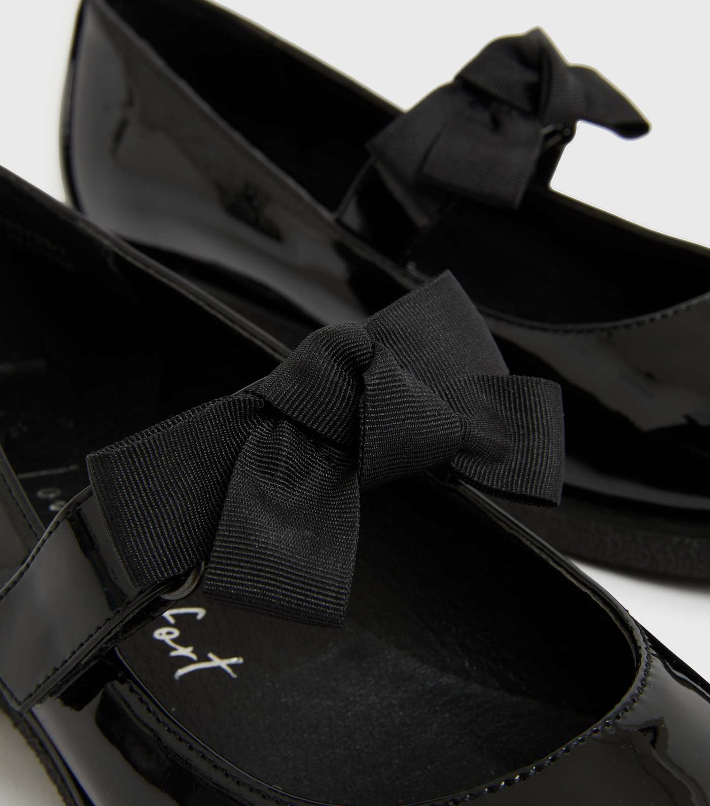 Girls Black Patent Bow Strap Mary Jane Shoes Image 4