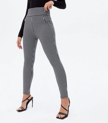 Petite Black Dogtooth Jersey Leggings 