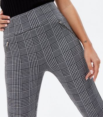 Petite Black Check Jersey Leggings 