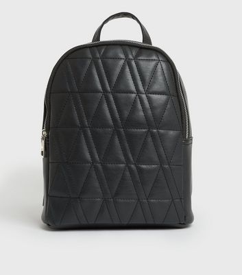 Black leather quilted backpack on sale