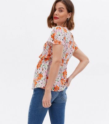 Click to view product details and reviews for Maternity Orange Floral Frill Peplum Nursing Top New Look.