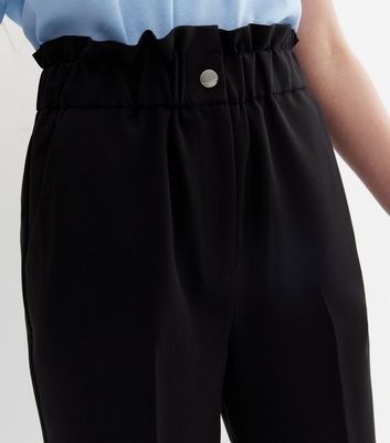 Girls Black High Waist Elastic Back 