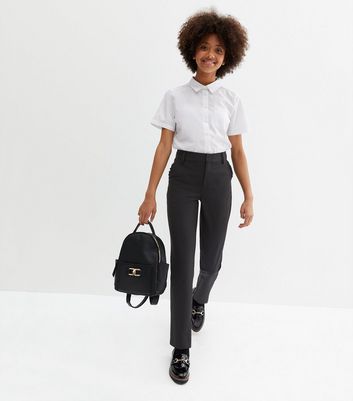 Girls Black Frill Pocket Slim Leg 