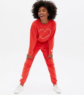 Girls red sweatpants best sale