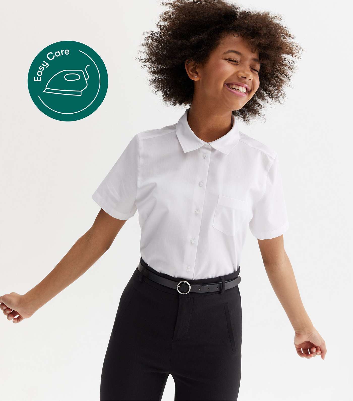 Girls 5 Pack White Short Sleeve Easy Care School Shirts Image 3