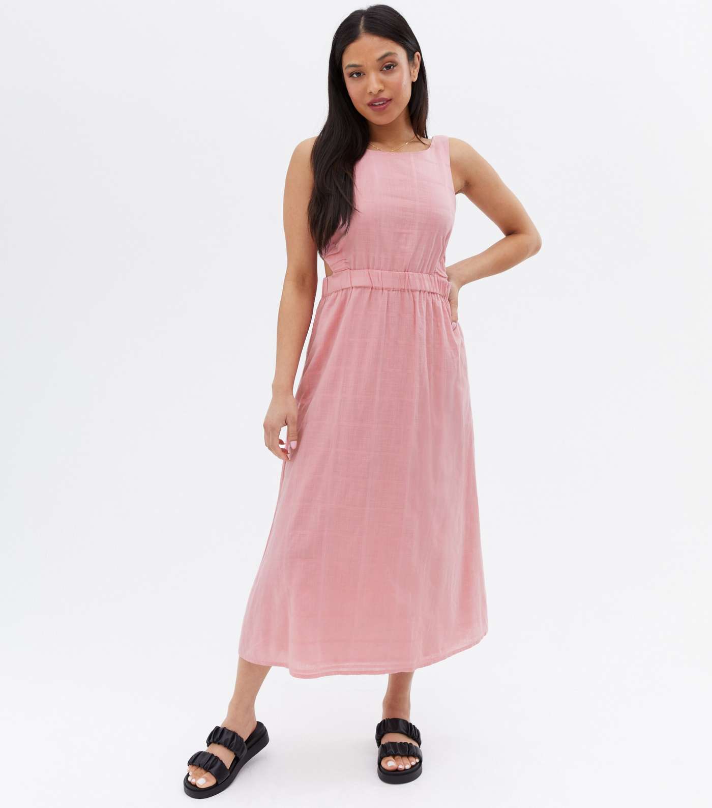 Petite Mid Pink Cut Out Midi Dress Image 2