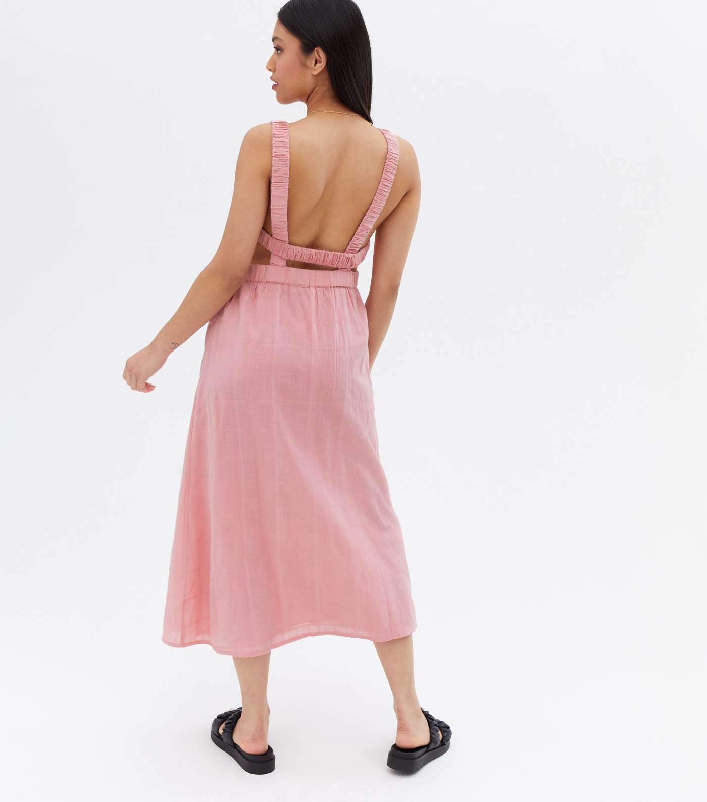 Petite Mid Pink Cut Out Midi Dress Image 4