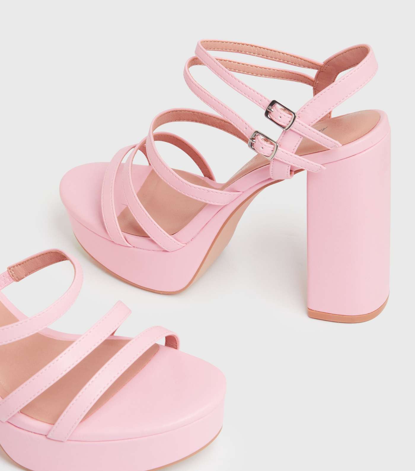 Be a Rebel Pink Strappy Platform Heels Image 3
