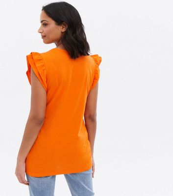 Click to view product details and reviews for Maternity Bright Orange Frill Sleeve Long Top New Look.