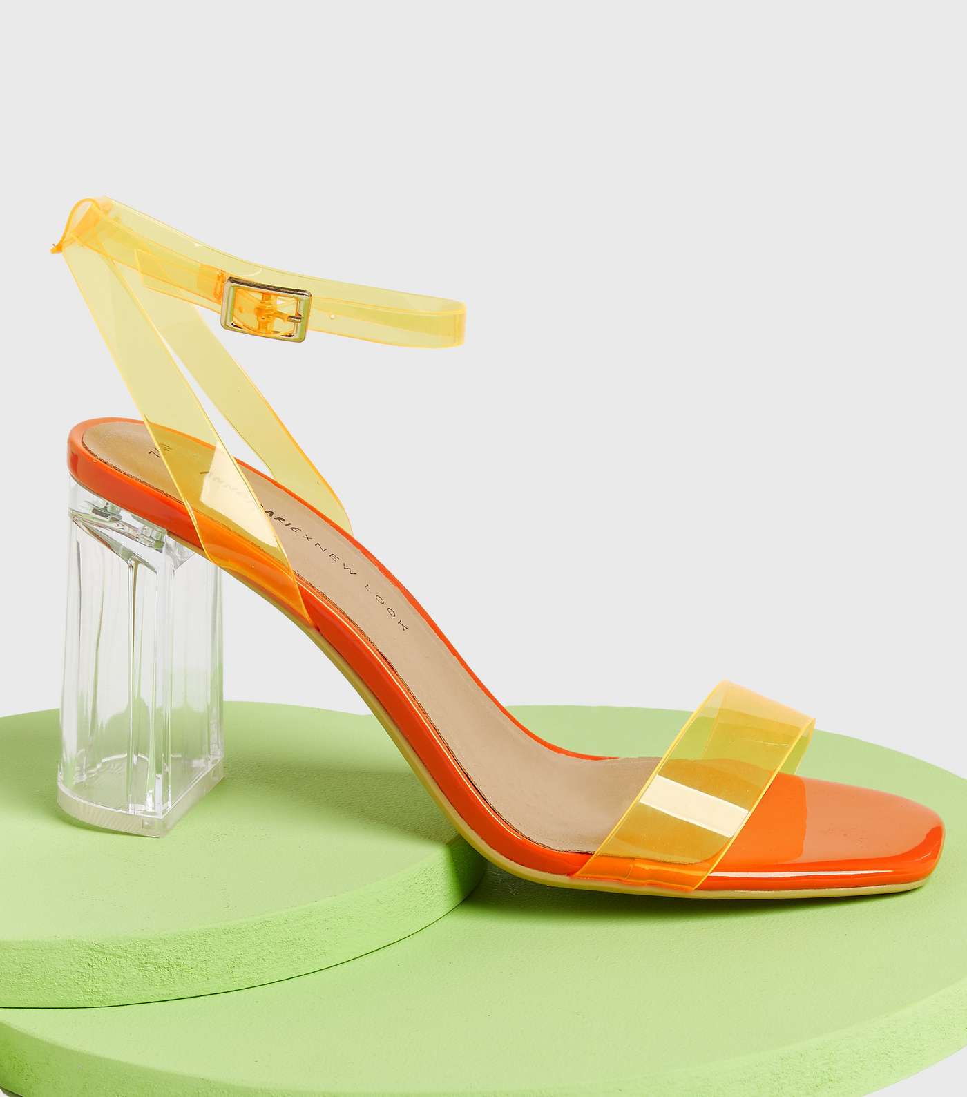 In the Clear Orange Block Heel Sandals Image 2