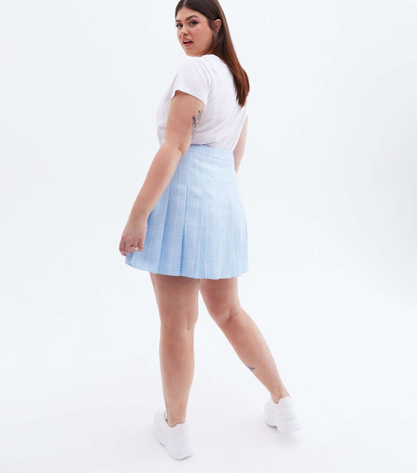 Feel Free Blue Curves Check Pleated Tennis Skirt Image 4