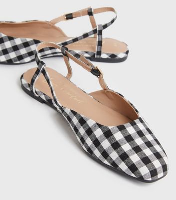 shop for White Gingham Square Toe Ballet Pumps New Look at Shopo