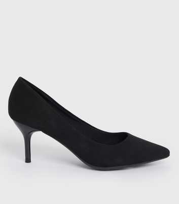 Black Suedette Stiletto Heel Court Shoes