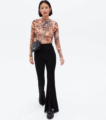 Pink Vanilla Brown Mixed Animal Print Crop Top New Look