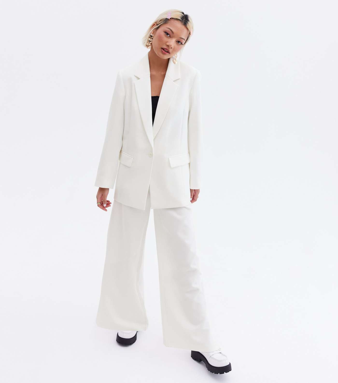 Suits You Petite White Wide Leg Trousers Image 2