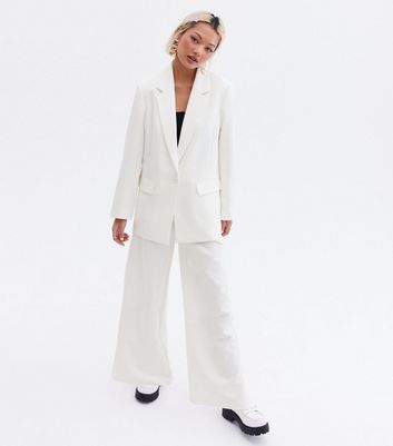 Petite White Wide Leg Trousers 