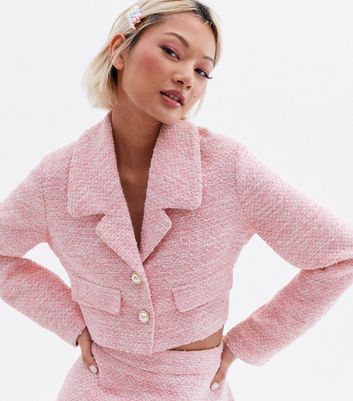 Click to view product details and reviews for Too Cute For Words Petite Pink Crop Blazer New Look.