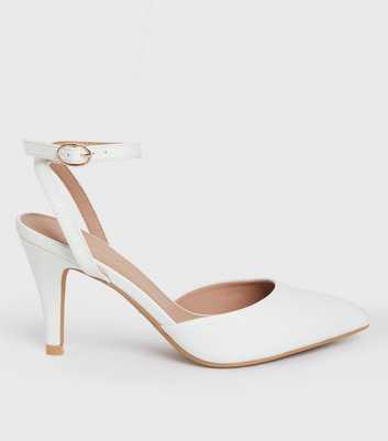 Wide Fit White Pointed Stiletto Heel Court Shoes