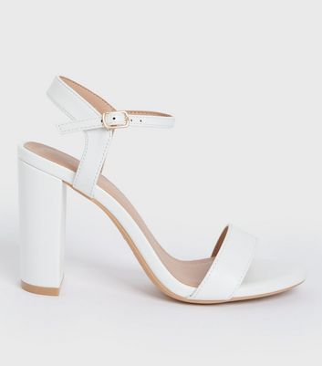 Women's White Pointed Toe Chunky High Heels With Ankle Strap And Hollow Out  Design, Simple And Versatile Shoes With Fresh Look | SHEIN USA
