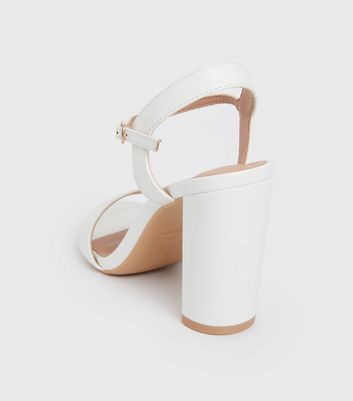 White 2 Part Open Toe Block Heel Sandals New Look Vegan