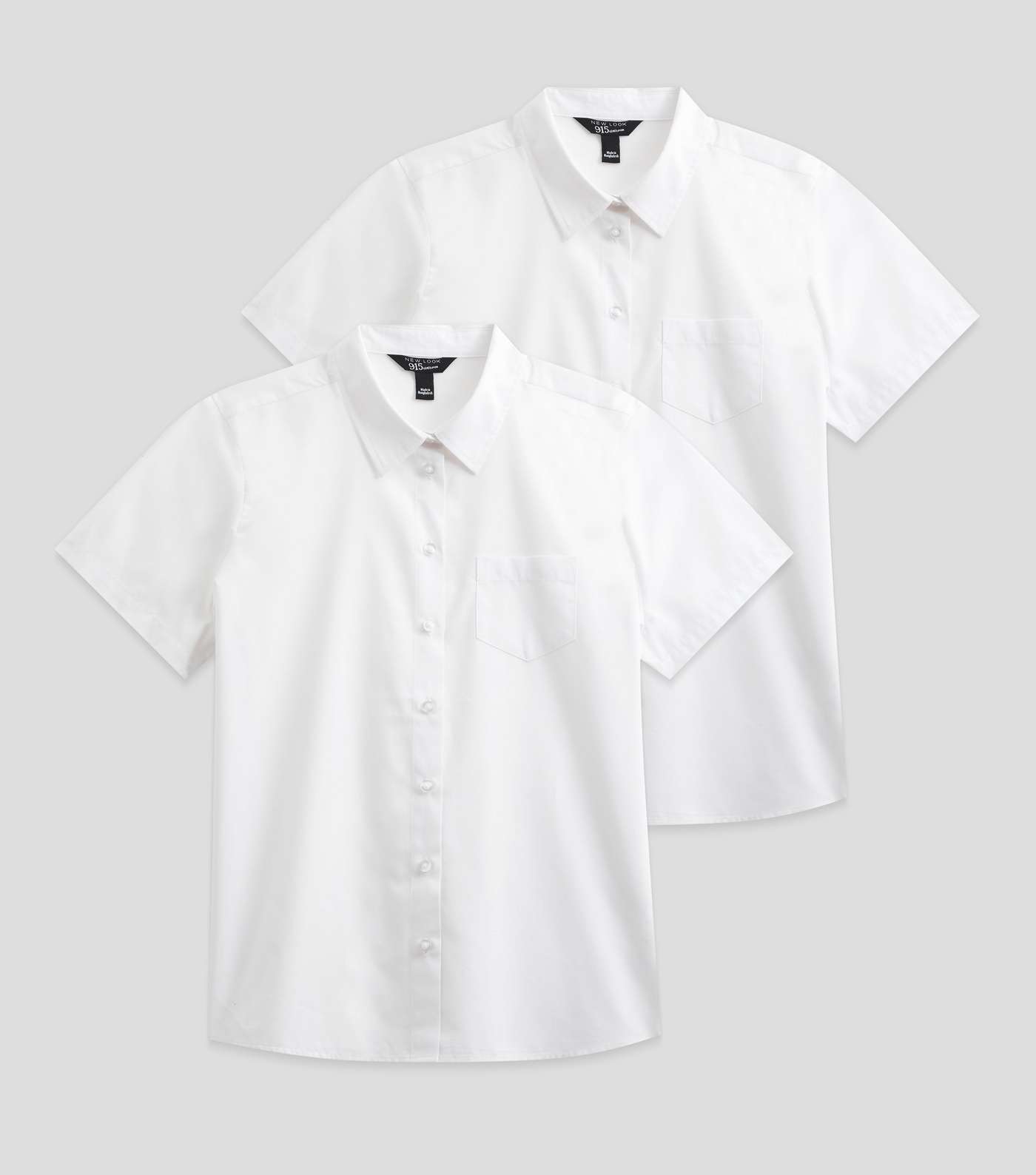 Girls 2 Pack White Generous Fit Easy Care School Shirts Image 5