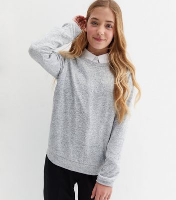 Girls grey school jumper hotsell