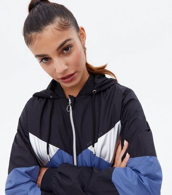 Damen Bekleidung ONLY PLAY Blue Colour Block Hooded Sports Jacket