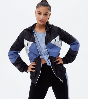 Damen Bekleidung ONLY PLAY Blue Colour Block Hooded Sports Jacket