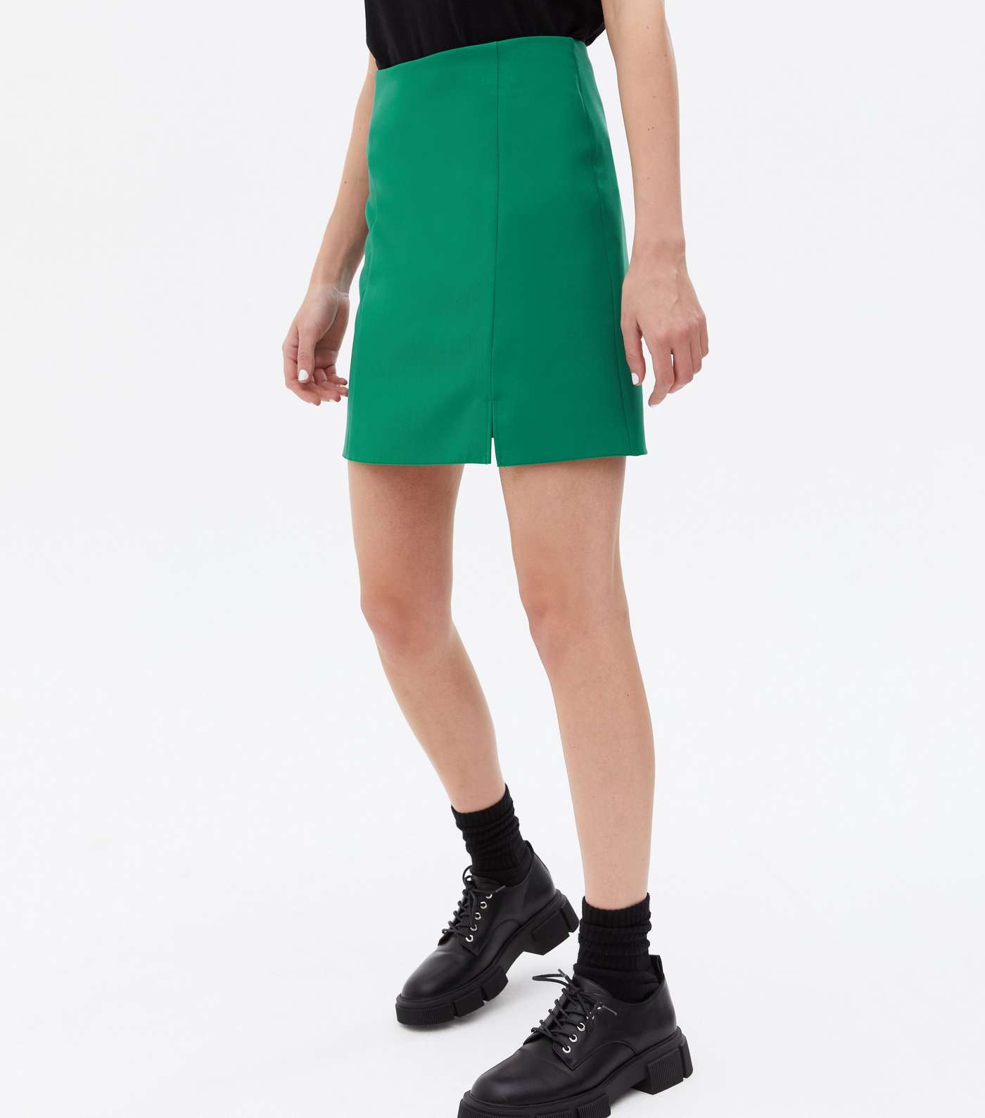 Green Split Mini Skirt Image 3