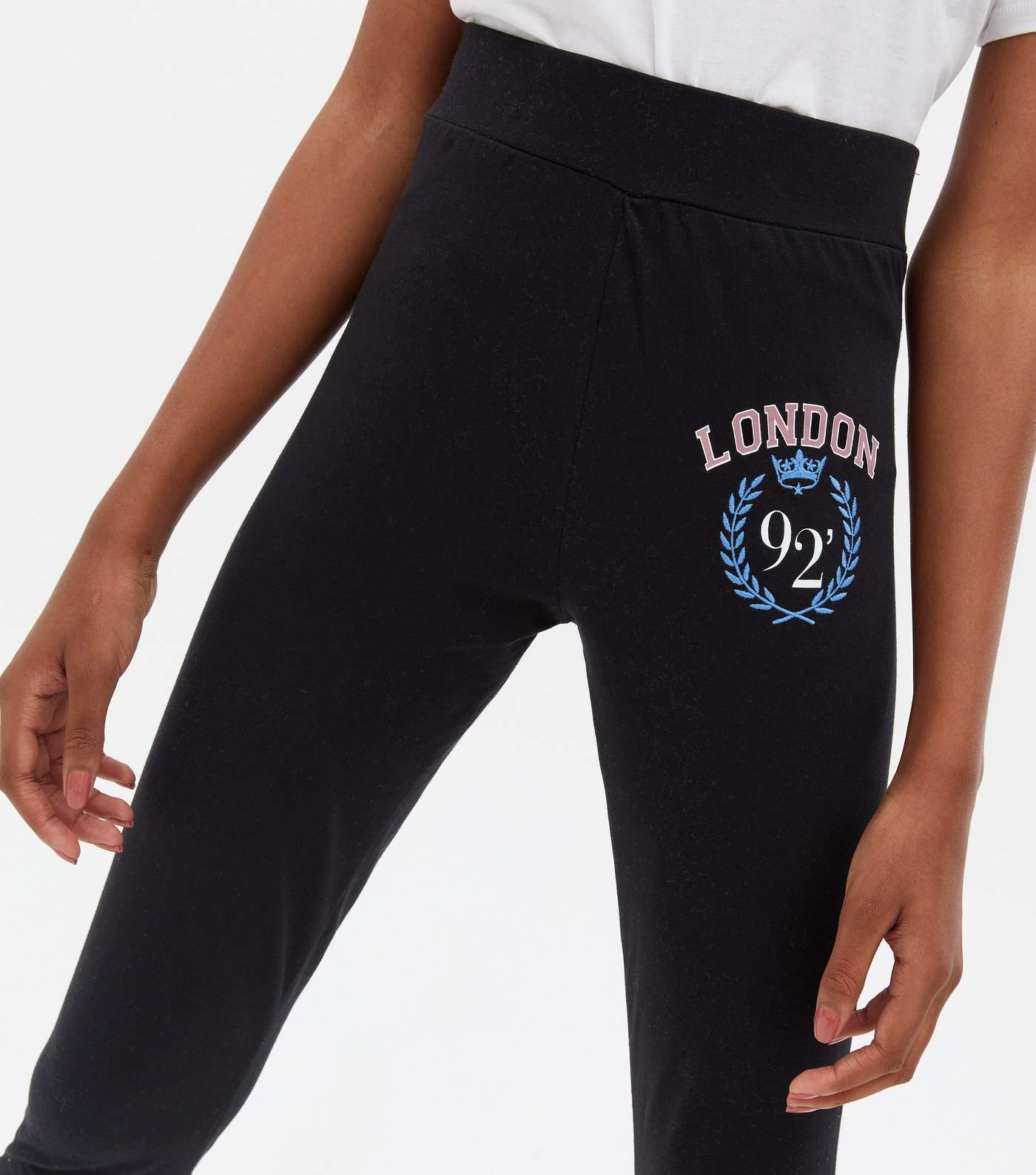 Girls Black London Logo Leggings Image 3