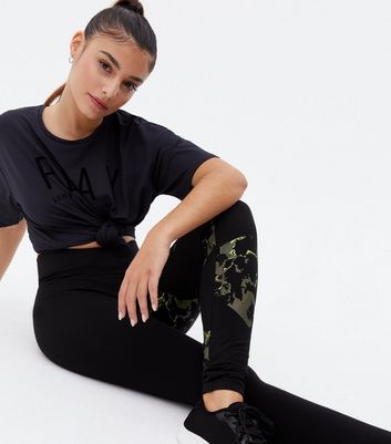 ONLY PLAY Black Camo Jersey Leggings 