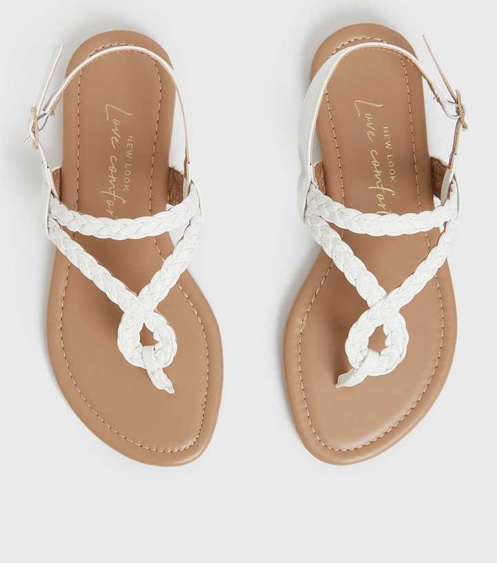 White Plaited Slingback Sandals