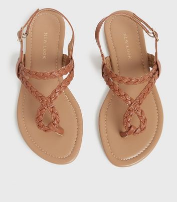 Tan Plaited Slingback Sandals New Look