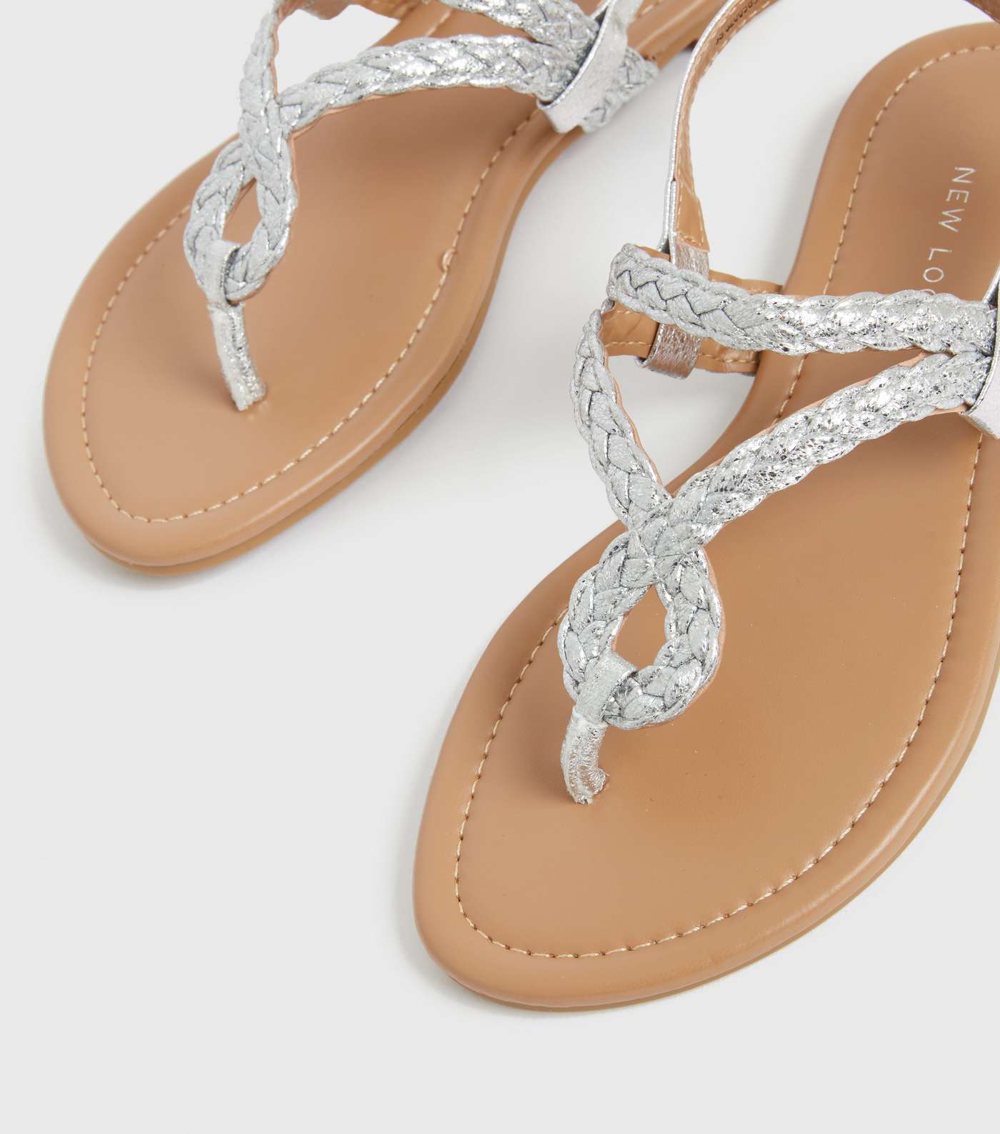 Silver Plaited Slingback Sandals Image 4