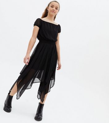 Girls black deals high low dress